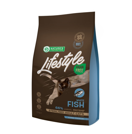 Nature's Protection Lifestyle Grain Free Cat Adult Sterilised White Fish 1,5 кг